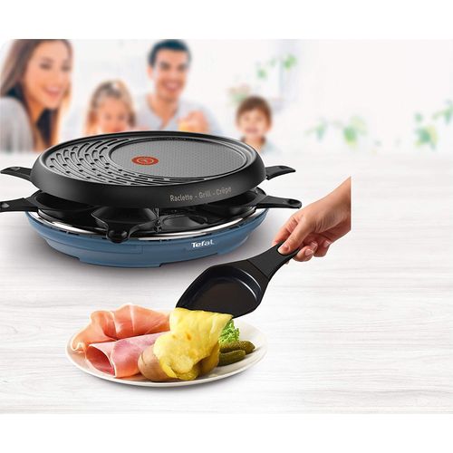 Appareil À Raclette Multifonctions 3 En 1 Pour 8 Personnes 1050w Noir Bleu