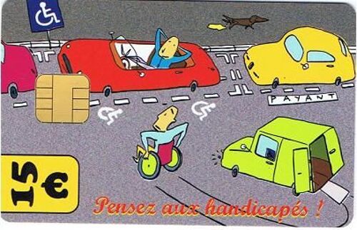 Carte Pour Horodateur Paris "Pensez Aux Handicapes"