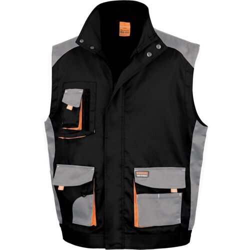 Gilet de travail sans manches multipoches Result LITE Noir / Gris L