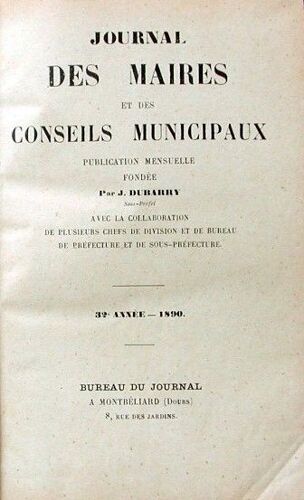 Journal Des Maires Et Des Conseils Municipaux 32 Éme Année 1890
