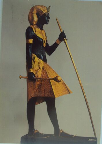 Egypte.. Le Caire . Egyptian Museum . Statue De Bois Dorée De Toutankhamon, Au Verso Timbre 85 Air Mail
