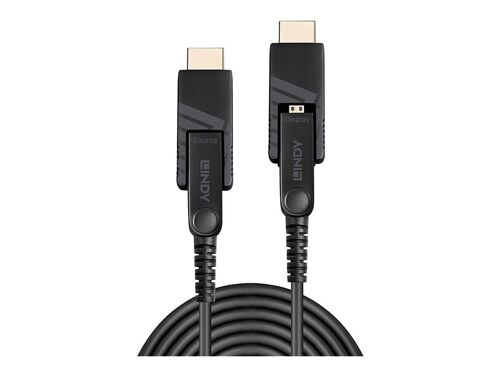Lindy - Câble HDMI avec kit Ethernet - 19 pin micro HDMI Type D mâle pour 19 pin micro HDMI Type D mâle - 70 m - cuivre hybride/fibre optique - noir - support 4K