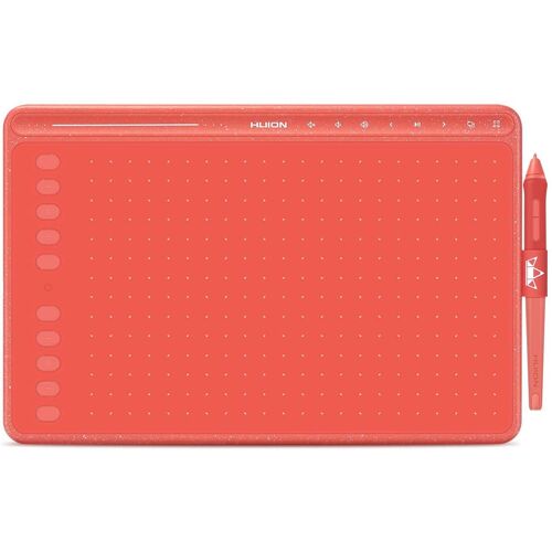 Tablette graphique HUION HS611 10X6 pouces avec stylet sans batterie, barre à une touche(Rouge)