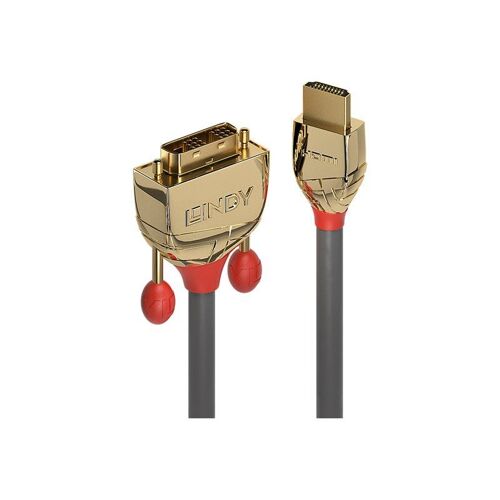 Lindy Gold Line - Câble adaptateur - HDMI mâle pour DVI-D mâle - 5 m - triple blindage - gris
