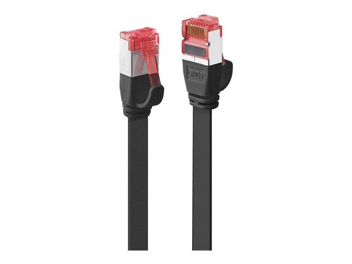 Lindy - Cordon de raccordement - RJ-45 (M) pour RJ-45 (M) - 3 m - U / FTP (Paire torsadée blindée) - CAT 6 - sans halogène, sans crochet, plat - noir