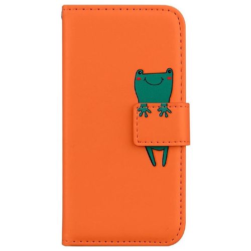 Flip Étui Pour Iphone 12 Mini Antichoc Couverture Rabotant Étui En Cuir Simple Entreprise Portefeuille - Couleur Orange