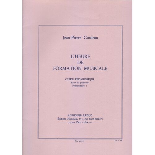 Guide Pédagogique Livre Du Professeur Préparatoire 1  L'heure De Formation Musicale