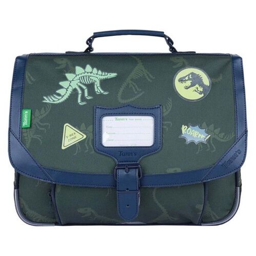 Cartable scolaire - Tann's - Timothée - Kaki - 35 cm - Dinosaures phosphorescents