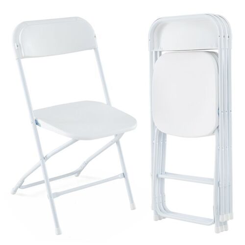 Costway Lot De 4 Chaises Pliantes En Métal, Chaises De Jardin Portables Avec Capacité Statique De 350 Kg, Pour Chambre Mariage Fête