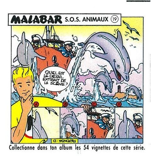 Image Vignette Bubble Gum Chewing Gum Malabar Sos Animaux N°19 - Dessin Brice Goepfert - 1991 - 6x6,5 Cm