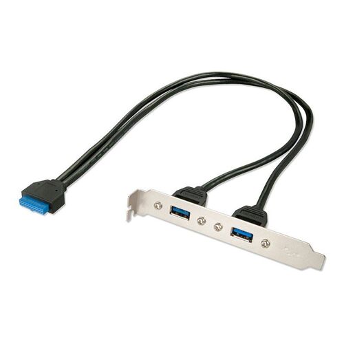 Lindy 2 Port USB 3.0 PC Back Plate - Panneau USB - USB (F) pour IDC 20 broches (F)