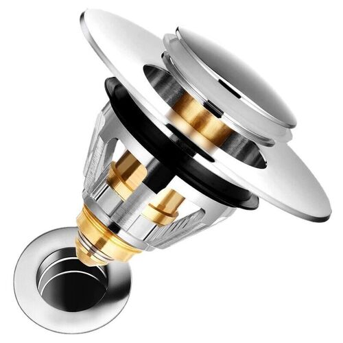 Promotion Filtre de vidange universel pour lavabo, Anti Bloque Inoxydable Bouchon lavabo poussoir bloque ,bonde de lavabo ,Flitre Cheveux Anti Odeur pour Les Trous de 1.33¿ a 1.49¿ goodnice