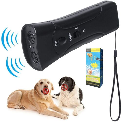 Repulsif A Ultrasons Pour Chien Double Canal Appareil Anti Aboiement 3 En 1 Outil De Dressage Pour Chien Avec Lampe De Poche Led Goodnice