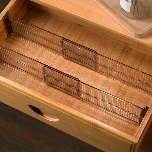 Organisateur de tiroir (lot de 4) en plastique, separateur de tiroir reglable pour cuisine, salle de bain ou chambre a coucher, transparent noir.Separateur de Tiroir Reglables, Lot de 4 Separ goodnice