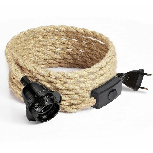 4.5m Cable Electrique En Lin 2 Conducteurs, Avec E27 Douille Et Interrupteur, Pour Diy Lampe(Sans Ampoule) Goodnice