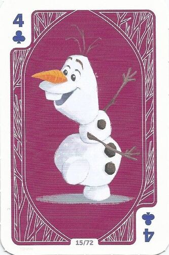 Carte De Jeu. Carrefour 2019. Disney. La Reine Des Neiges 2. 4 De Trèfle. Olaf 15 / 72