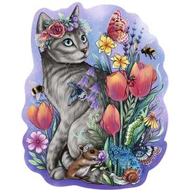 Puzzle Bois - Chat Printanière - 150 Pièces
