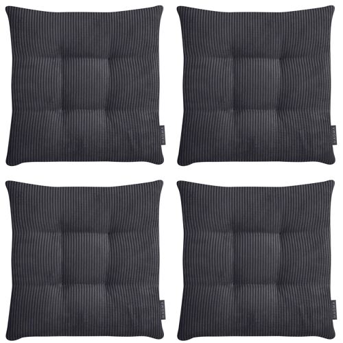 Galettes de chaise velours carrées anthracite-lot de4-35x35x5