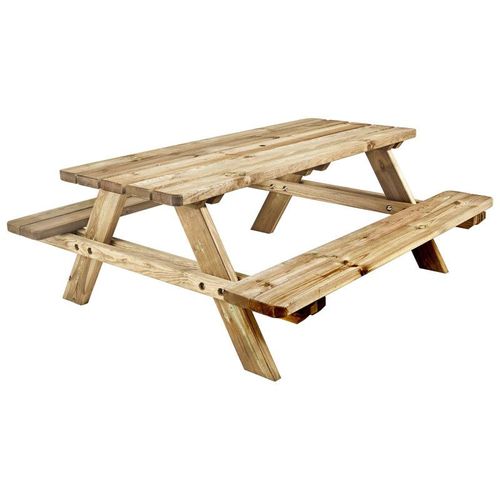 Table De Pique-Nique En Bois Beige 6 Personnes