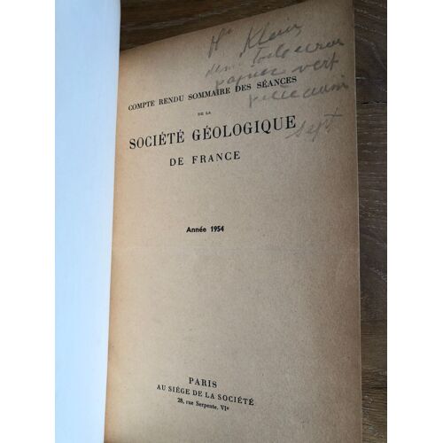 Compte-Rendu Sommaire Des Séances De La Société Géologique De France - 1954
