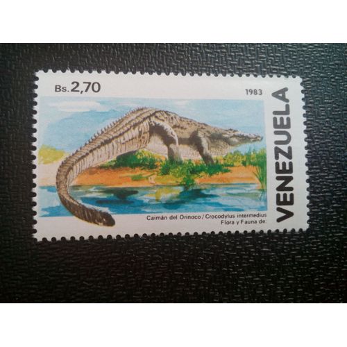 Timbre Venezuela Yt 1246 Crocodile De L'orénoque (Crocodylus Intermedius) 1986 ( 50804 )