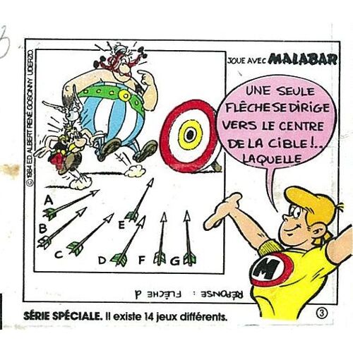 Image Vignette Bubble Gum Chewing Gum Astérix Joue Avec Malabar N°3 - Uderzo - Michel Motti - 1984 - 6x6,5 Cm