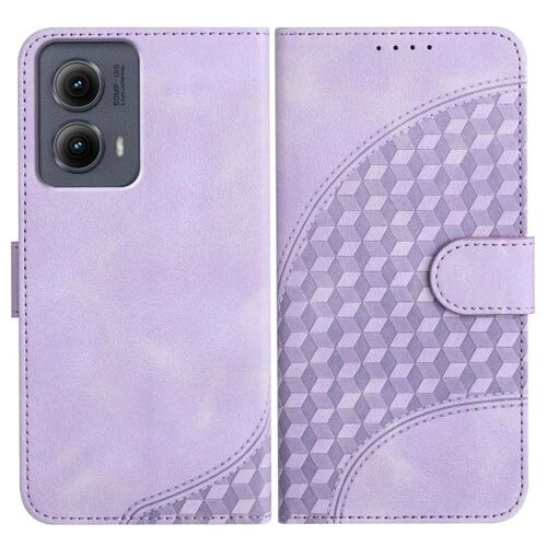 Flip Étui Pour Motorola Edge 5g 2024 Titulaire De La Carte Magnétique Couverture En Cuir Pu Motif Géométrique Étui En Cuir Antichoc Flip Business - Violet