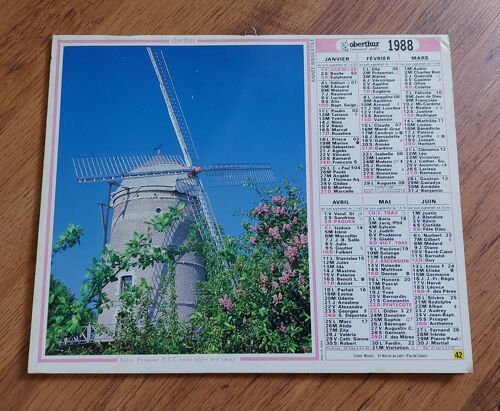 Calendrier Almanach 1988