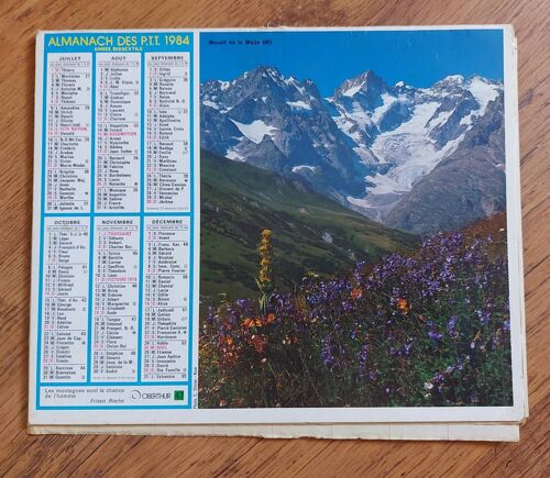 Calendrier Almanach 1984