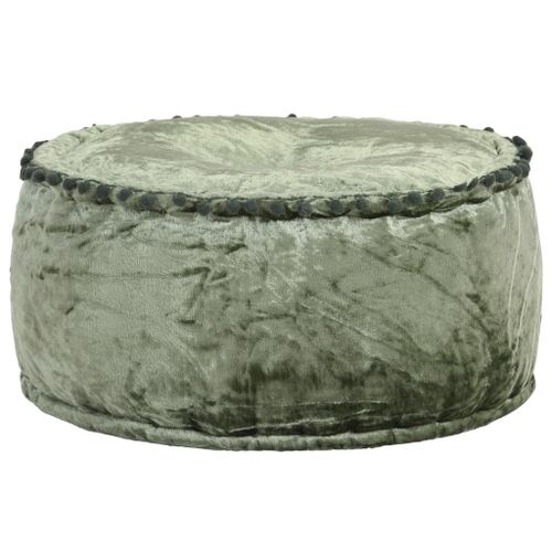 Vidaxl Pouf Rond Velours 40x20 Cm Vert