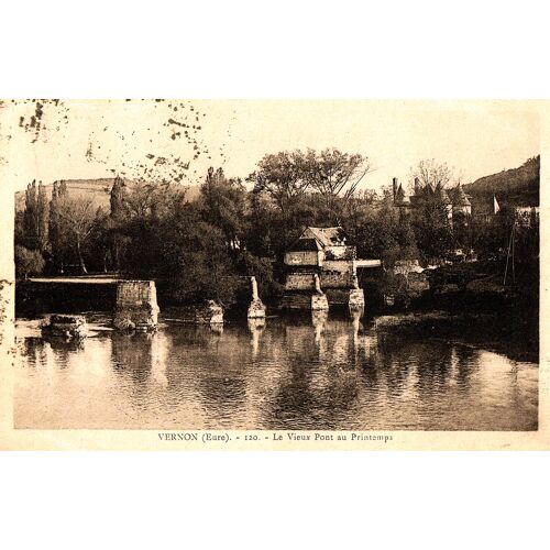 Carte Postale Ancienne, France, Eure ( 27 ), Vernon, Le Vieux Pont Au Printemps