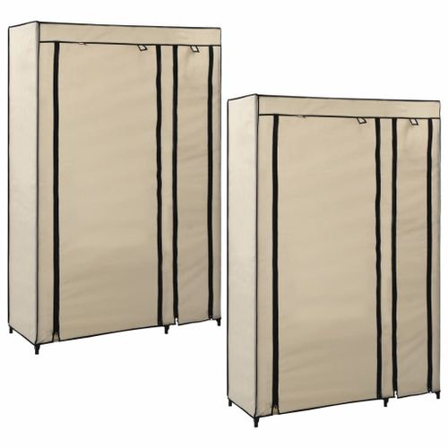 Vidaxl Garde-Robes Pliables 2 Pcs Crème 110x45x175 Cm Tissu