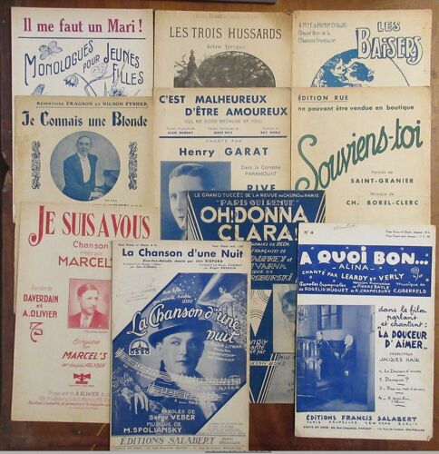 Lot De 10 Partions Anciennes Années 1925/35 - "La Chanson D'une Nuit " Et 9 Autres