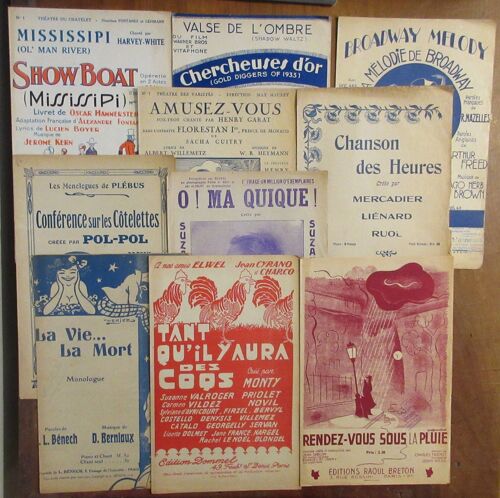 Lot De 10 Partions Anciennes Années 1925/35 - "Tant Qu'il Y Aura Des Coqs" Et 9 Autres