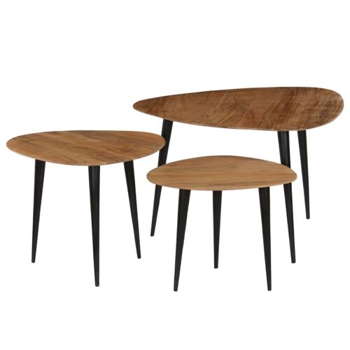 Vidaxl Tables Basses 3 Pcs Bois D'acacia Massif