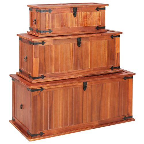 Vidaxl Coffres De Rangement 3 Pcs Bois D'acacia Solide