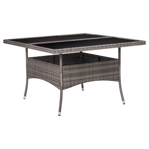 Vidaxl Table À Dîner D'extérieur Gris Résine Tressée Et Verre