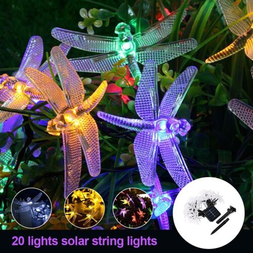 Guirlande Solaire Pour Fête En Plein Air, 20 Ou Led, Ampoules De Nuit Libellule Étanches, Pour Jardin, Noël, Décoration De Festival