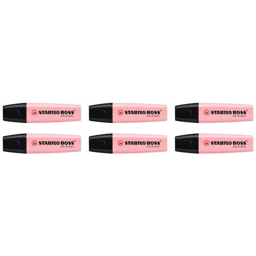 Stabilo Lot De 6 Surligneurs Boss Original Pastel Pétale De Rose