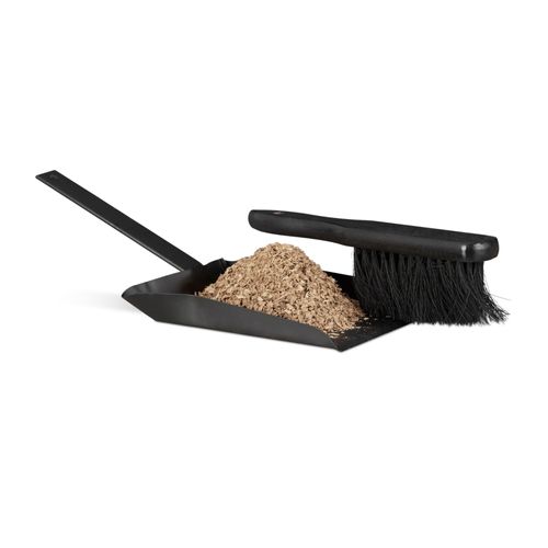 Relaxdays Pelle à cendres de cheminée et balayette en acier four poêle cheminée noir