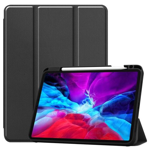 Pour Apple iPad Pro 12.9 étui 2020 avec porte crayon pliant Smart tablette couverture pour iPad Pro 2020 12 9 pouces étui Auto sommeil/réveil Black