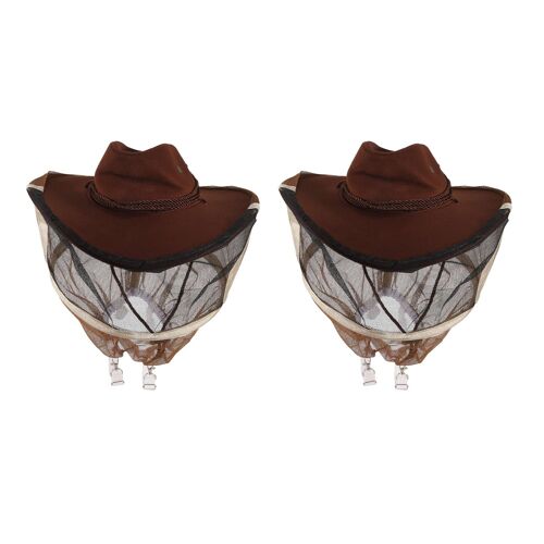 2x Chapeau D'apiculture Outil Orienté Vers L'exportation Modèle Cowboy Bee Empêchant Cap Hat Forme Classique Elevage D'abeilles
