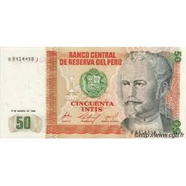 Perou = Billet De Banque Neuf De 50 Intis, Daté Du 6 Mars 1986, Nicolas De Pierola