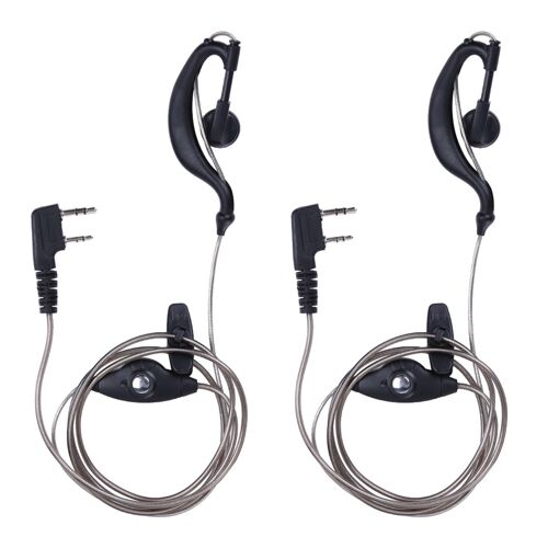 2X Noir 2 Broches PTT Micro-Casque pour Radio HYT UV5R Ecouteur