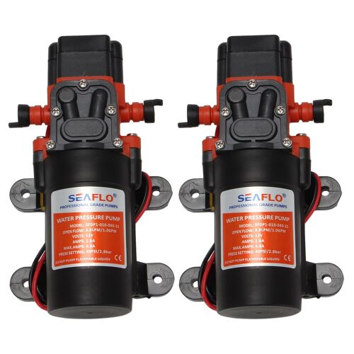 2x Pompe À Diaphragme Pression D' 12v 3,8 Lpm 1,0 Gpm 40 Psi - Caravane / Véhicule Récréatif Bateau