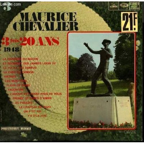 Disque Vinyle 33t 3 Fois 20 Ans. La Chanson Du Macon / Le Regiment Des Jambes Louis Xv / La Polka Des Barbus / La Cane Du Canada / Arthur / Les Mirlitons / Fleurs De Paris / Valentine / Au ...