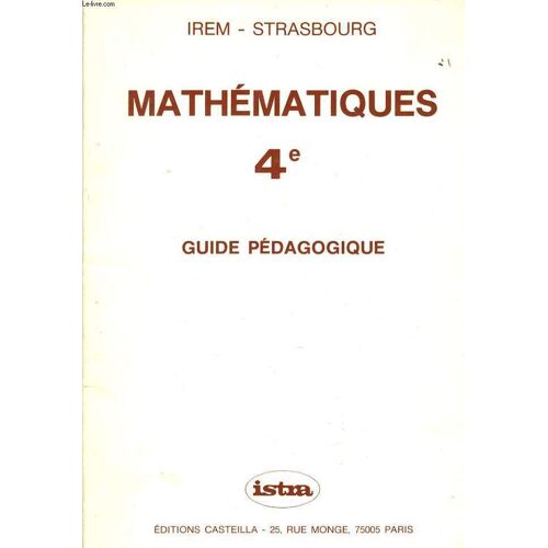 Mathématiques 4e - Guide Pédagogique