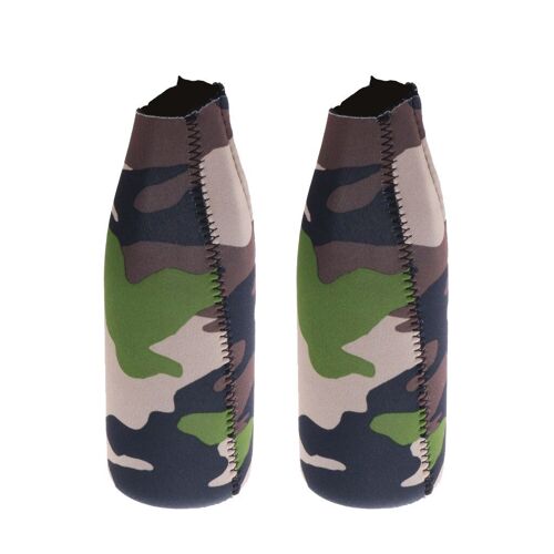 Manchon Porte-Bouteille De Bière, 2 Pièces, Camouflage, Soda, Refroidissement, Enveloppe Confortable Avec Fermeture Éclair