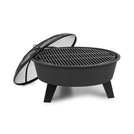 Blumfeldt Nolana Braséro De Jardin Ø73 Cm - Grille Barbebcue Ø64 Cm , Pare-Étincelles & Tisonnier - Acier Noir