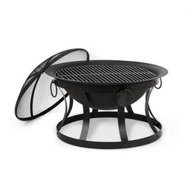 Blumfeldt Pentos Braséro De Jardin Ø73 Cm - Grill Barbecue Ø 60cm , Pare Étincelles & Tisonnier - Fonte Noir